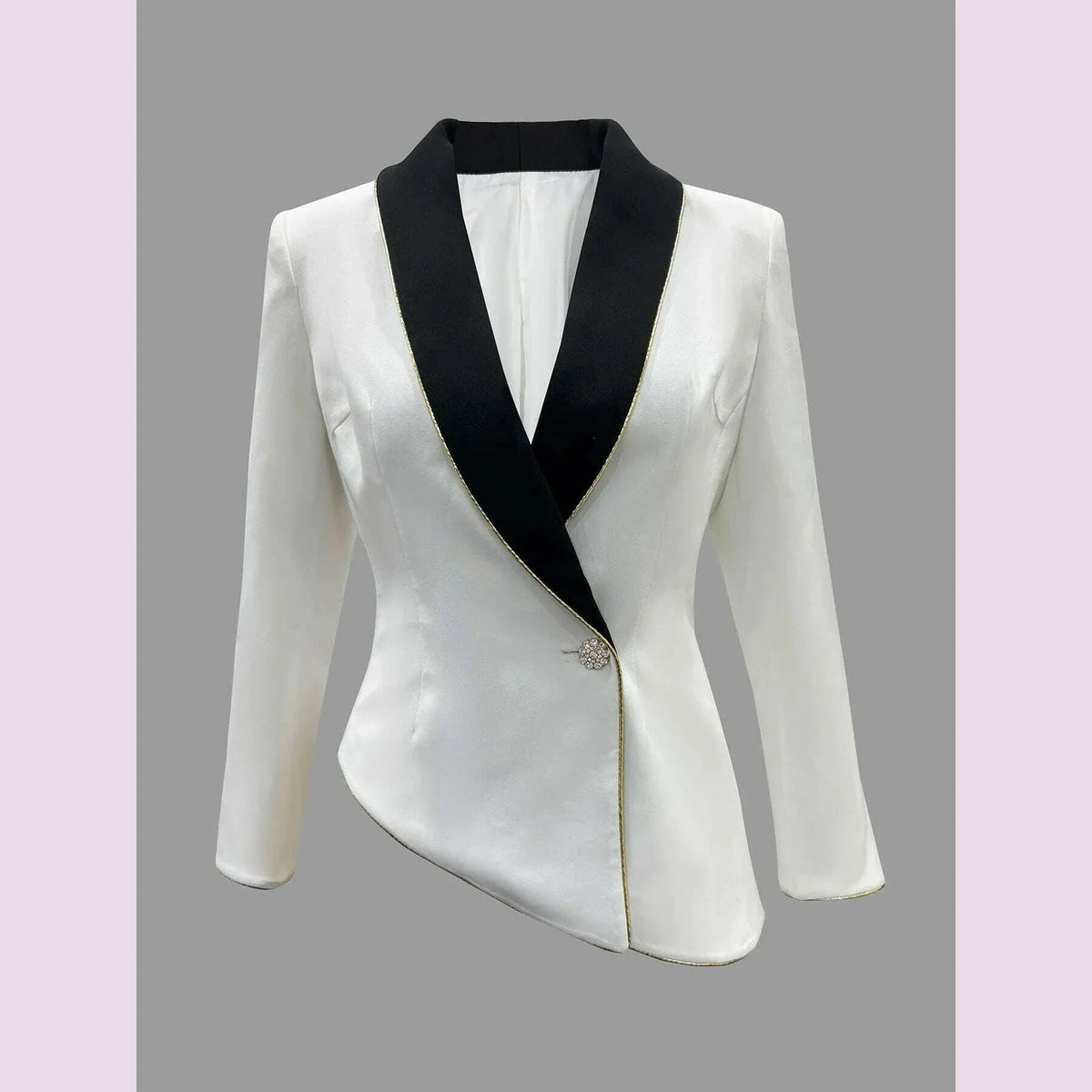 Fall Women’s Jacket Outerwear 2025 Spring Elegant Lapels Long Sleeves Single Button Slim Asymmetrical Ladies Clothing Tops