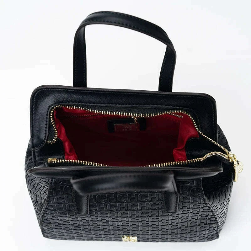 CH Classic Fashion Zipper Design Women's Handbag, Monogram Print, Versatile Solid Color Block Shoulder Bag