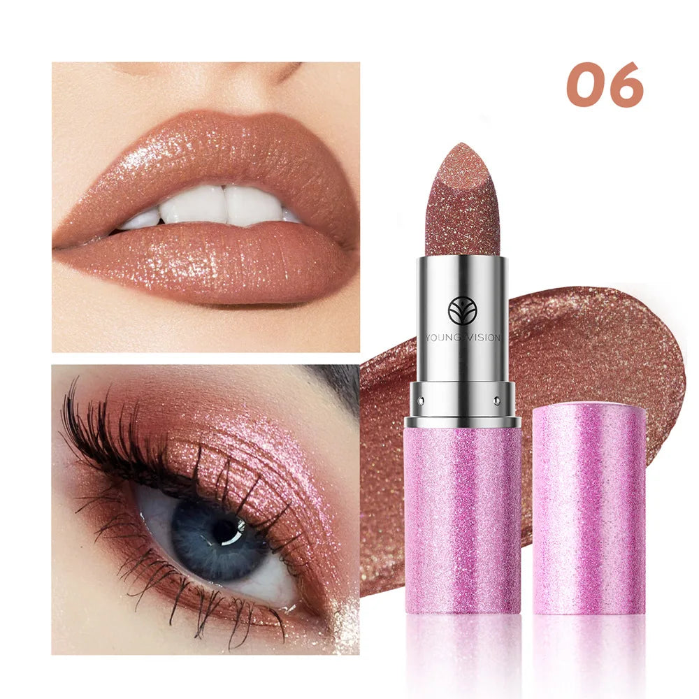 6 Colors Bold & Intense Glitter Shiny Metallic Lipstick Pearlescent Lip Tint Long Lasting Lip Senior Matte Lip Makeup...