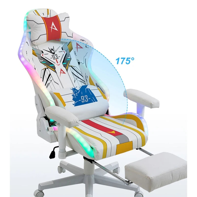 2026 New Gaming Chair LED Light Office Home Computer Chair Lift Swivel Reclining Boss Chair PRO Mode with Footrest