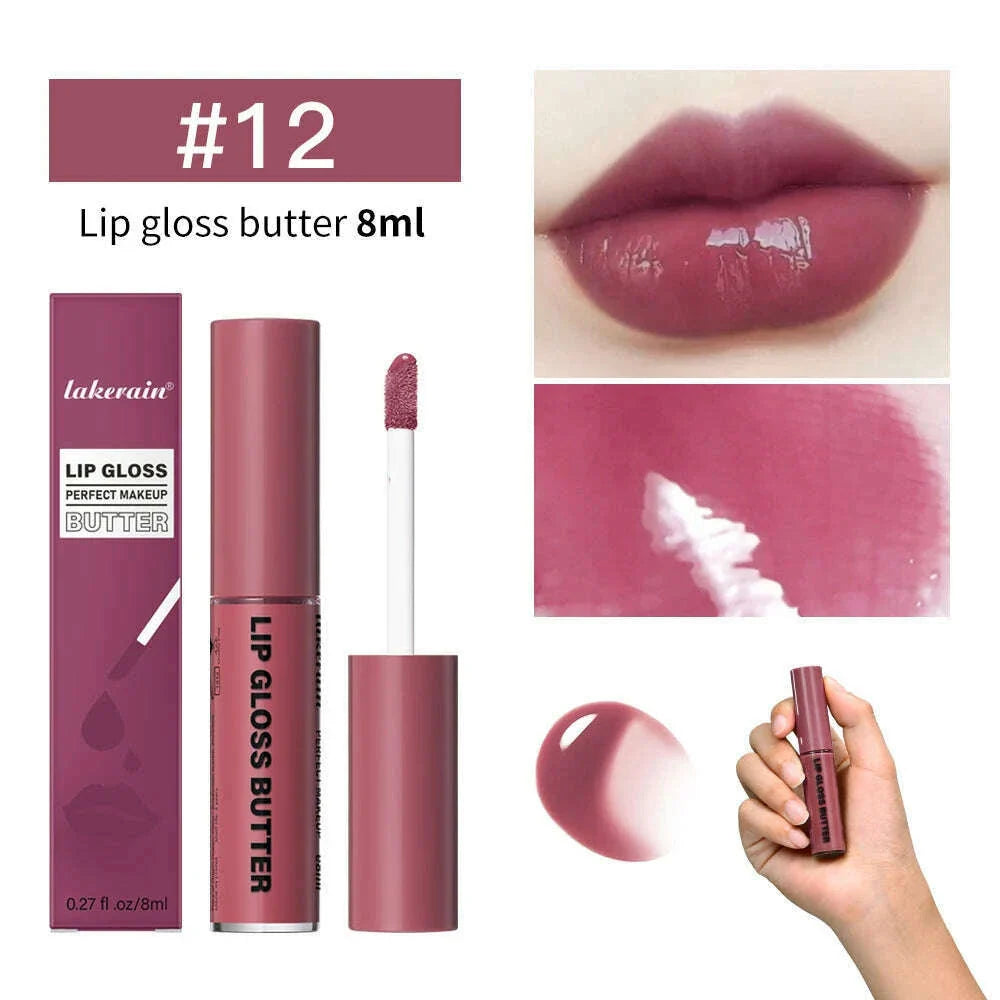 Butter Non-stick Cup Gloss Lip Gloss Moisturizing Mirror Lip Gloss Lasting Color Lip glaze Dye Lip Liquid Makeup For Women 8ml