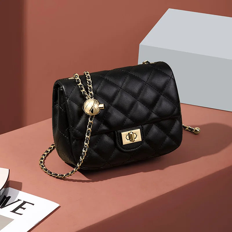 GOLF Lingge Chain Womens Small Square Bag Leather Shoulder Mini Crossbody Bags Banquet Handbag New Fashion Items for Women 2024 - Kimlud