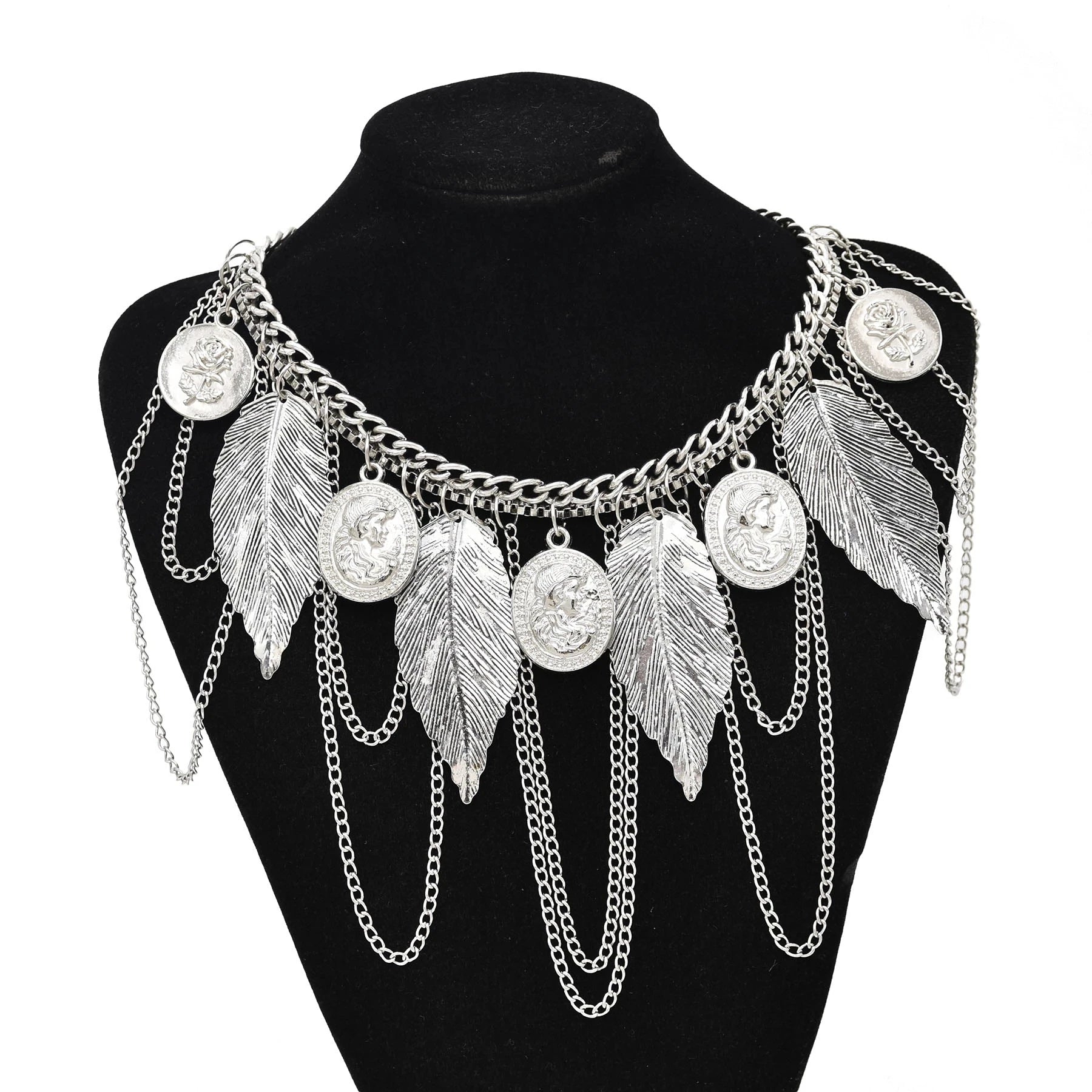 Gypsy Boehmian Hippie Collar Necklaces for Women Big Chunky Tibetan Silver Metal Necklace Festival Turkish Party Jewelry...