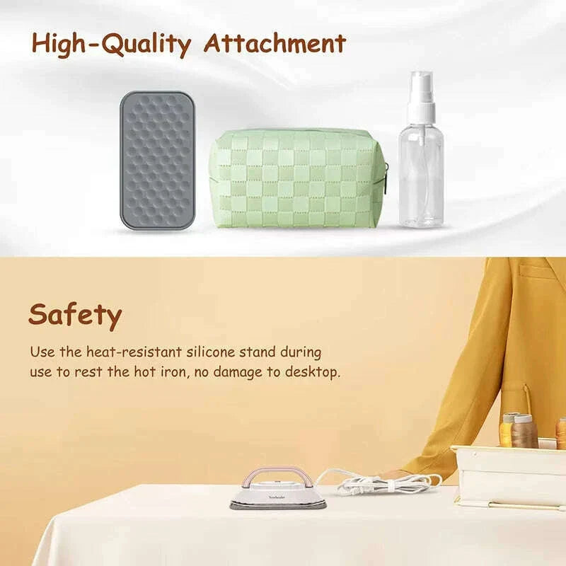 Handheld Mini Electric Dry Iron 120V/220V Dual-voltage 30S Heat Non-steam Garment Irons for Clothes Portable Lightweight Travel