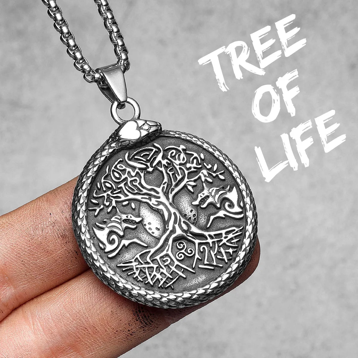 Viking Tree of Life Men Necklace Pendant Stainless Steel Jewelry For Male Women Retro Punk HipHop Accessories Gifts Wholesale