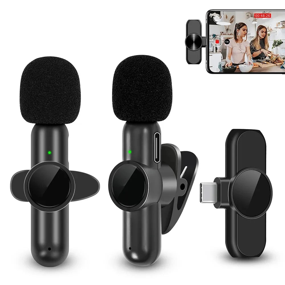K61 Wireless Lavalier Microphone Audio Video Recording Mini Mic For iPhone iPad Android Laptop Live Gaming Smartphone Microphone - Kimlud