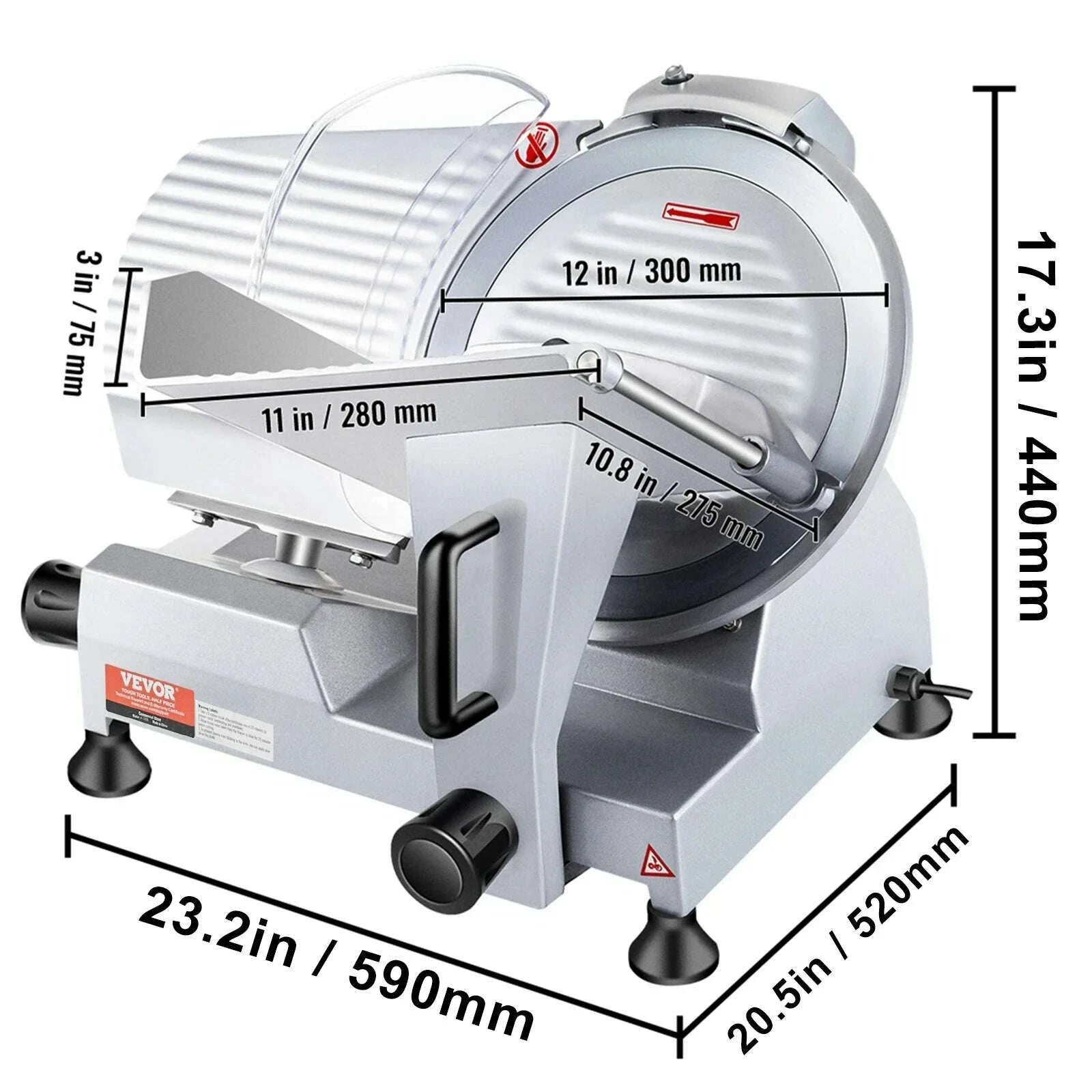 VEVOR Meat Slicer 200W/240W/320W/340W Electric Deli Food Slicer Adjustable Thickness for Commercial and Home Use Cut Meat Cheese