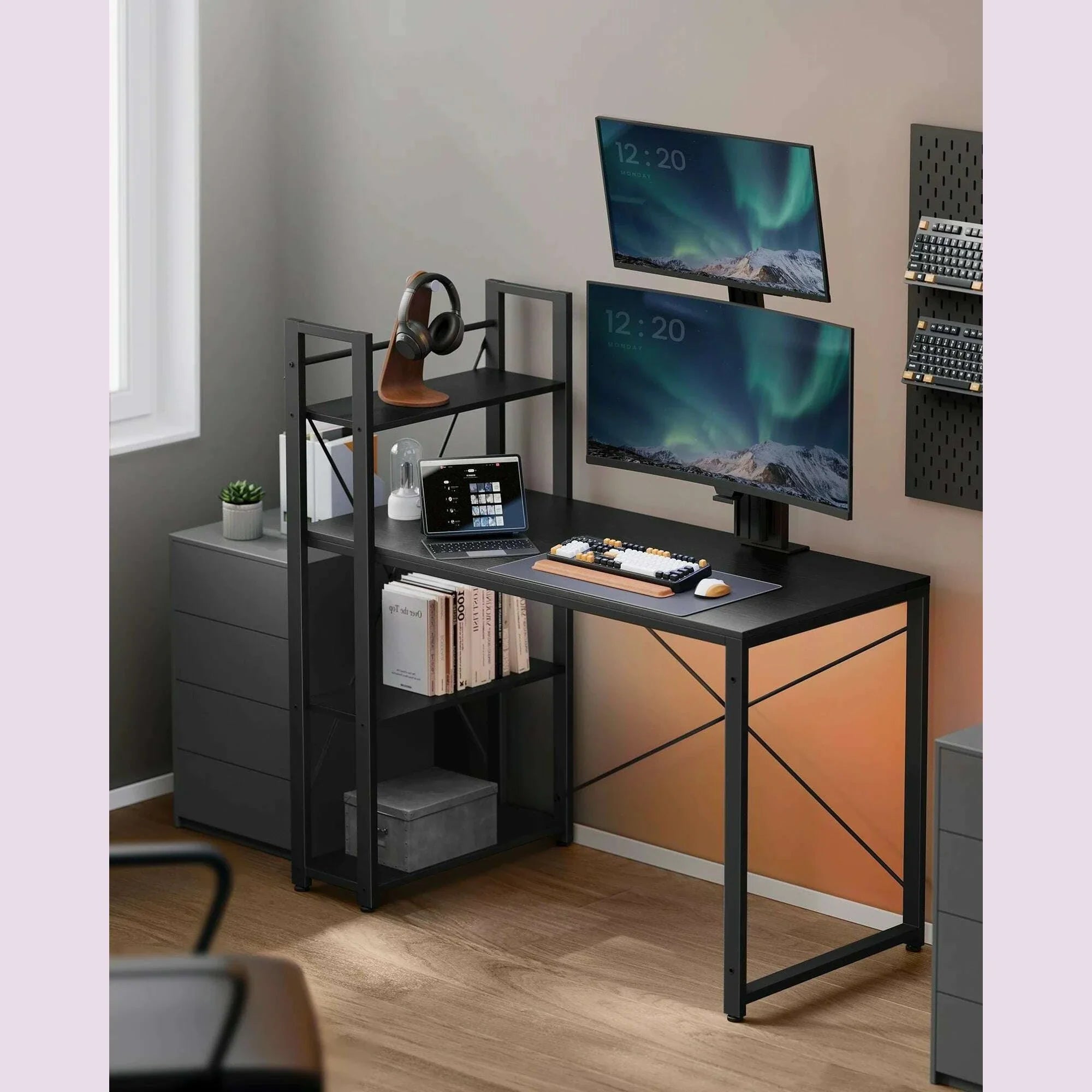 VASAGLE Computer table Desk, 120/137.2 cm, with shelves on the right or left