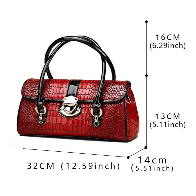 Aidrani Fashion Light Luxury Cowhide Women's Handbag with Large Capacity Red Casual Versatile One Shoulder Crossbody Stick Bag