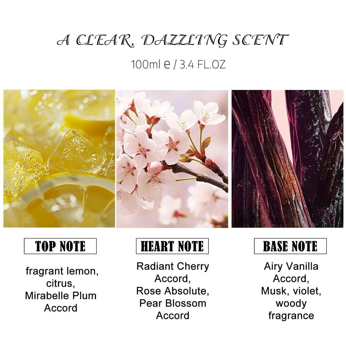 WK JALY Dazzling Secret Eau De Toilette Spray, With Notes of Vanilla , Musk, violet, woody, Long Lasting Fragrance,100ml/3.4 oz