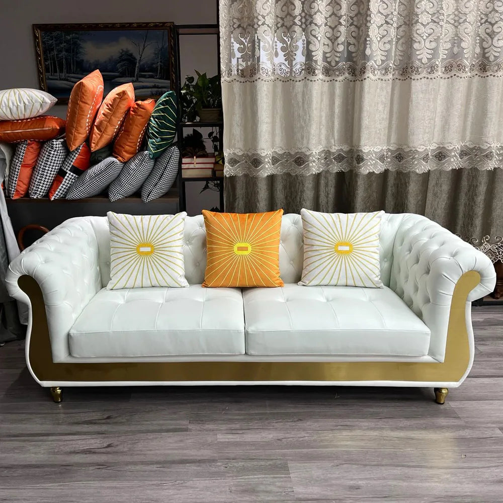 Nordic American simple small apartment leather sofa, post-modern high-end atmosphere living room furniture combination leather s