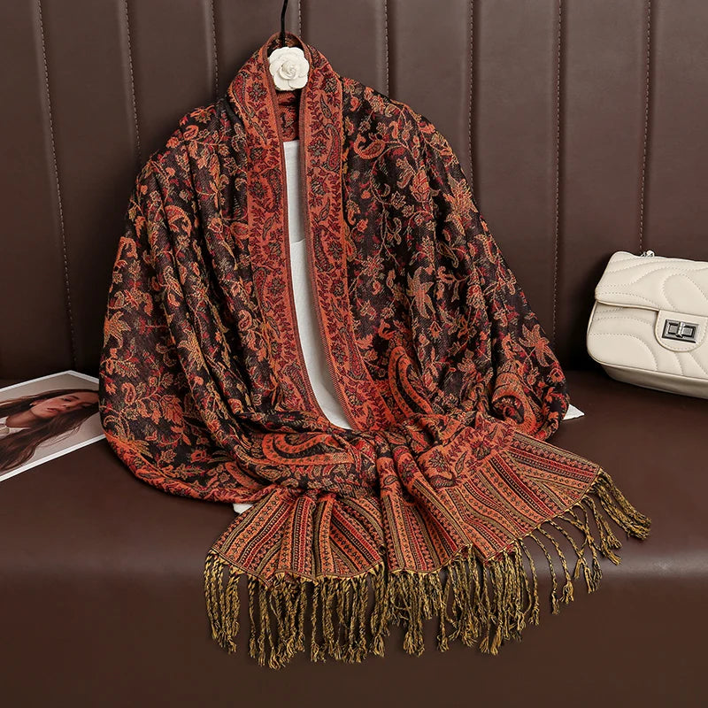 Luxury Brand Autumn Cashmere Pashmina Shawl Lady Wrap Warm Winter Scarves Design Print Female Foulard Cotton Stoles...