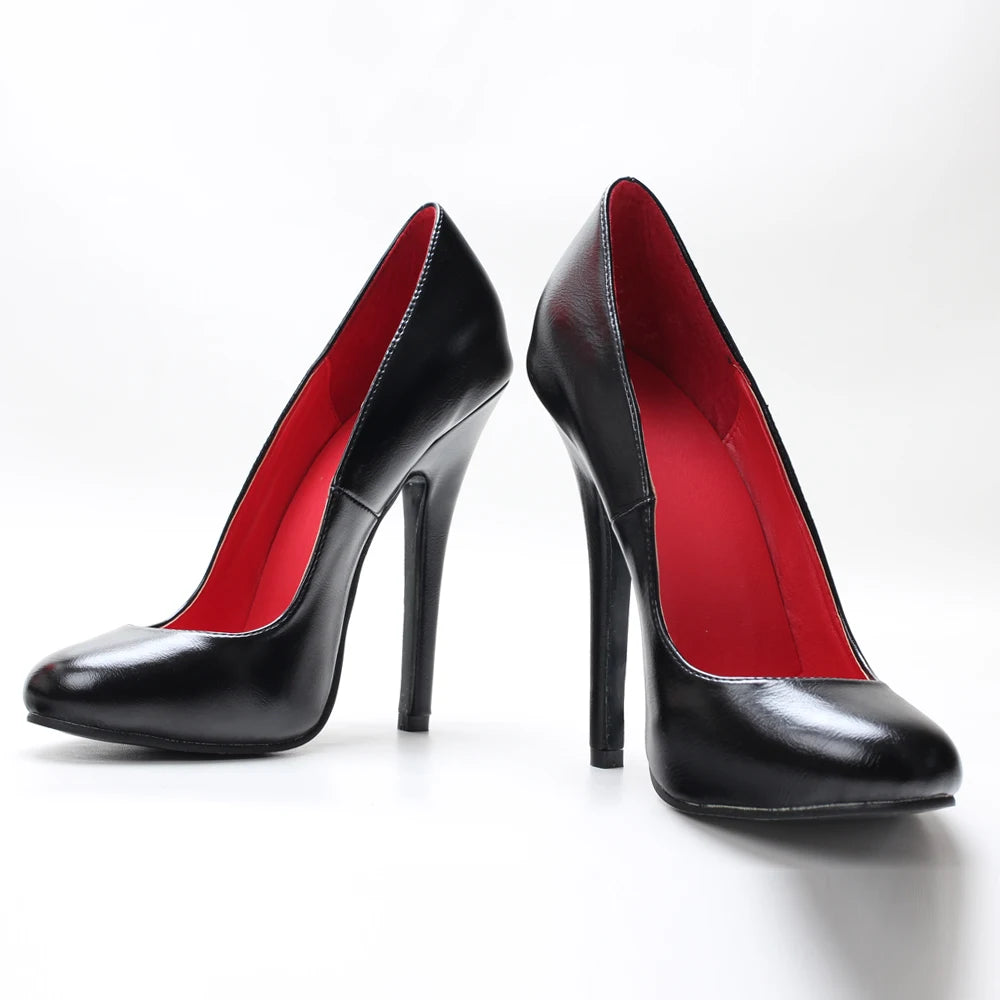 5.5Inch Stiletto Ultra High Unisex oldhollywood Vintagefashion Round Toe Pump Plus Size Shoes - Kimlud