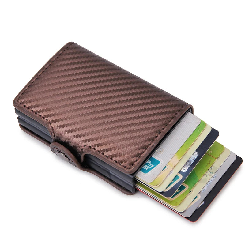 Carbon Fiber RFID Blocking Protection Men Credit Card Holder Wallet Leather Metal Aluminum Luxury Business Bank Cardholder Case
