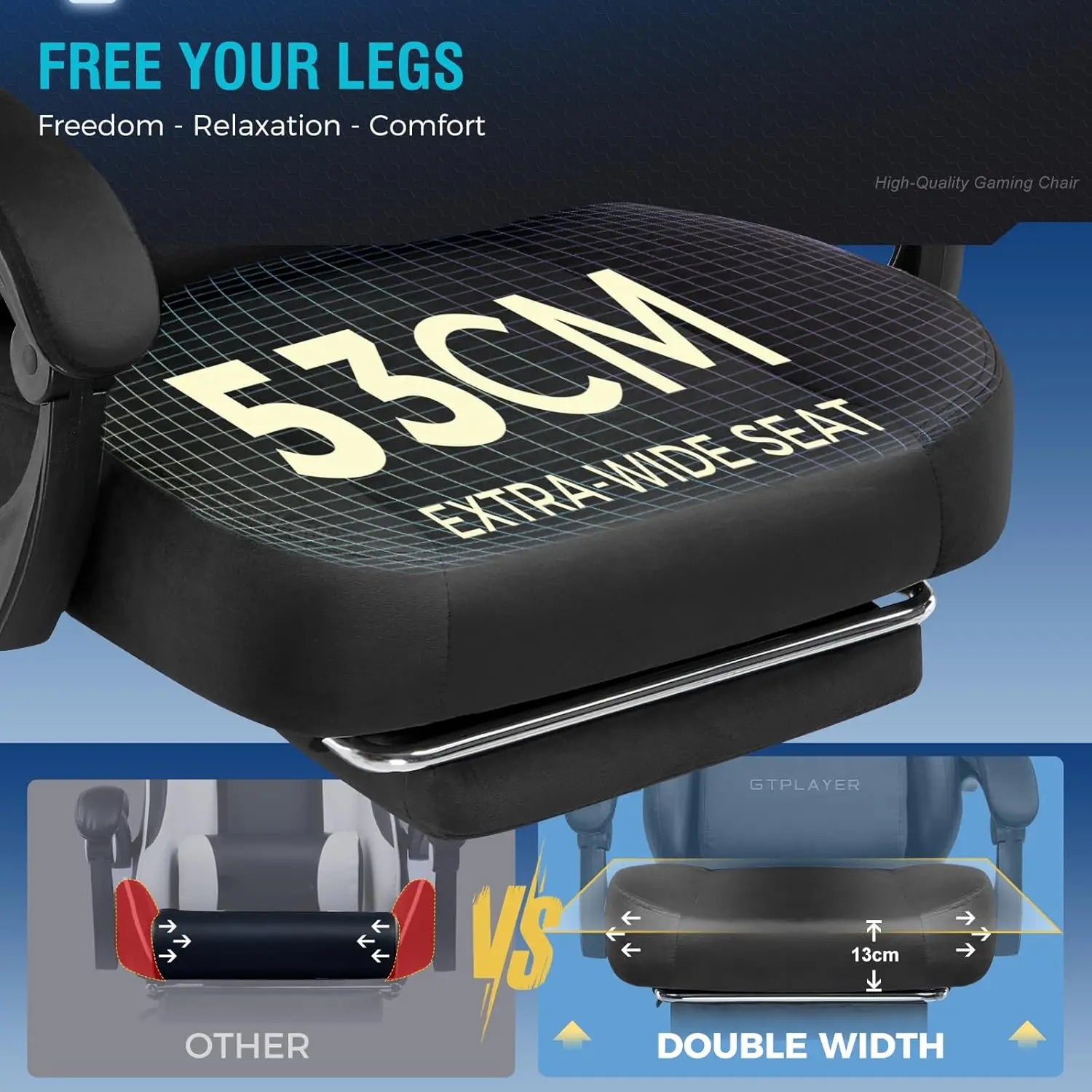 Fabric Gaming Chair with Pocket Spring Cushion, High Back Ergonomic Office Chair with Footrest and Lumbar Support for Adults