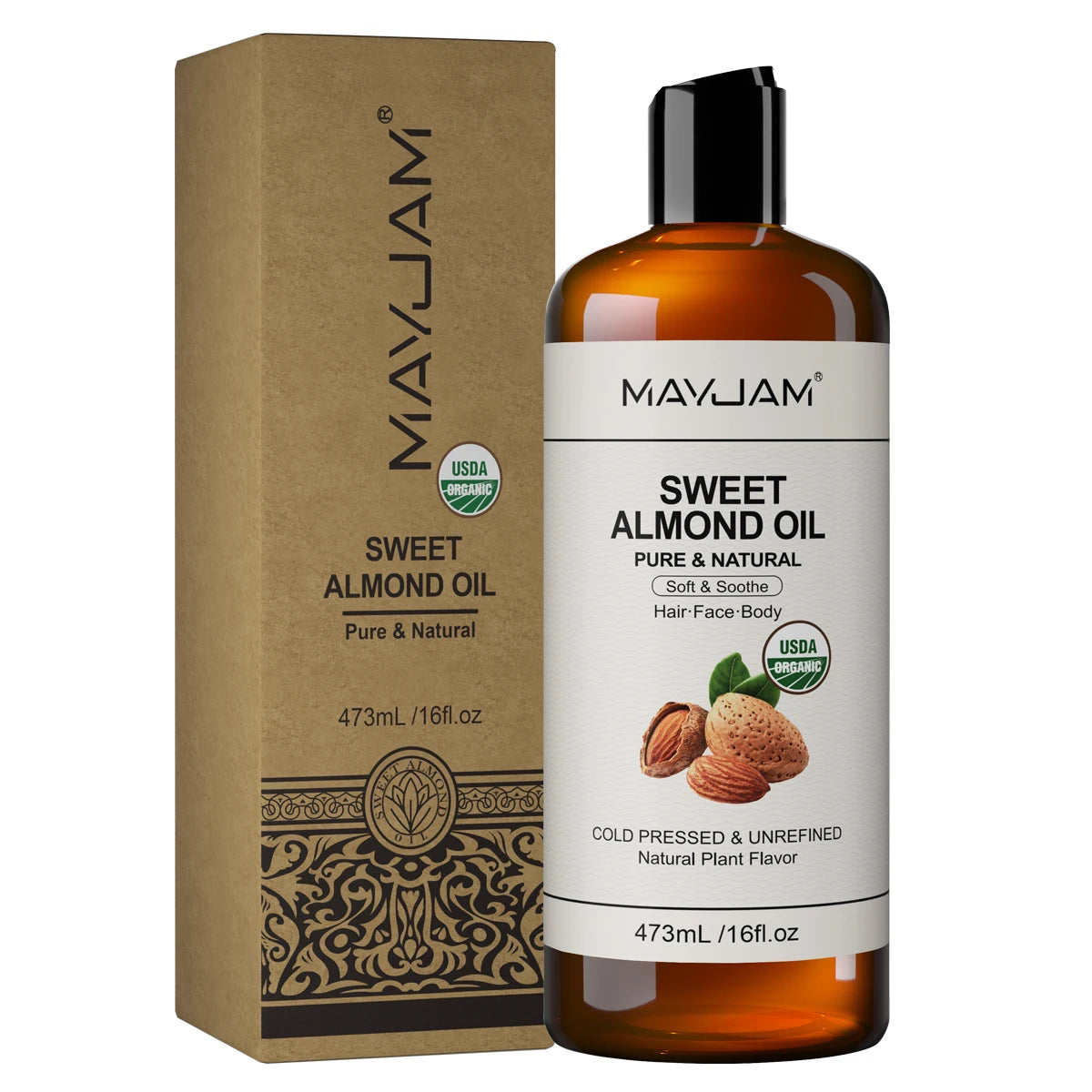 USDA Organic Sunflower Seed for Skin & Hair Cold-Pressed Pure Natural Sweet Almond Moroccan Argan Massage Oil...