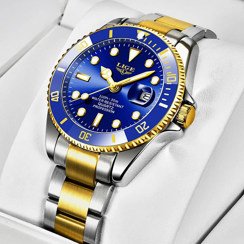 LIGE Top Brand Luxury Fashion Diver Watch Men 30ATM Waterproof Date Clock Sport Watches Mens Quartz Wristwatch Relogio Masculino