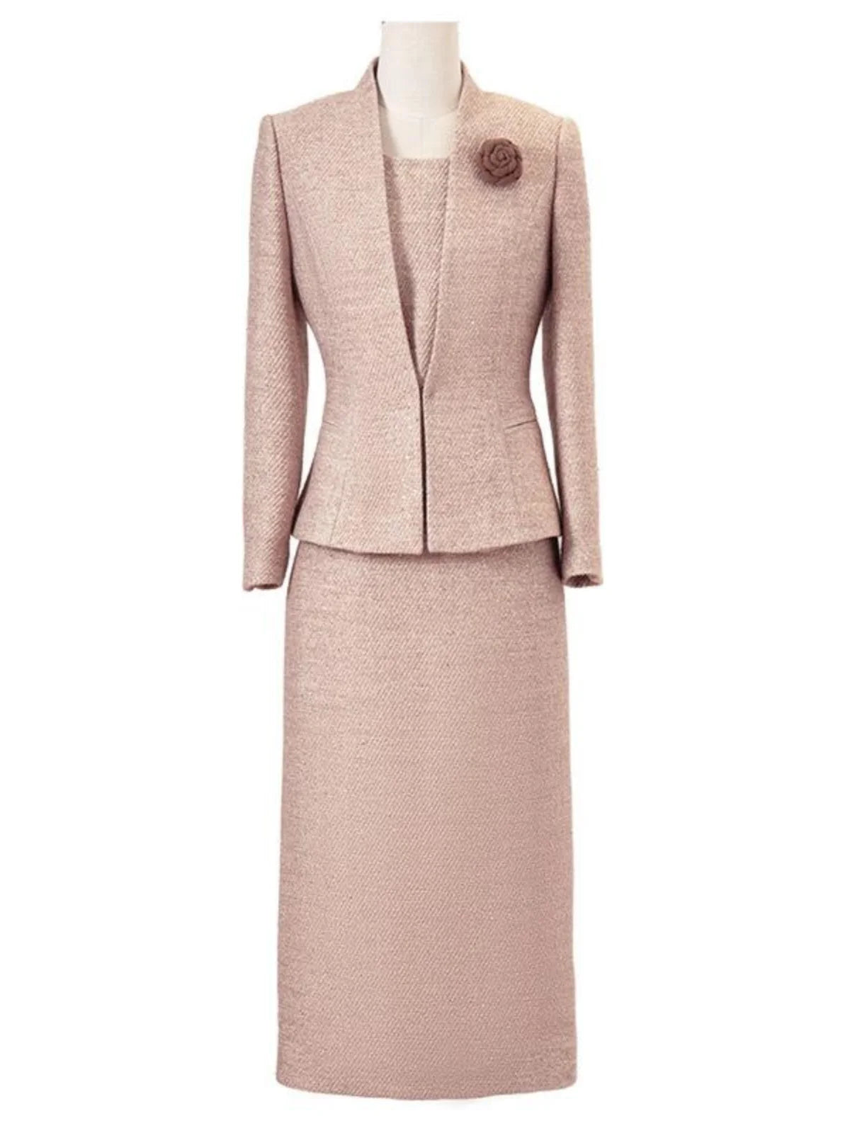 Woolen Little Fragrant Style Set for Women Fashionable and Stylish Ladies' Slimming Dress Knee Length Two Piece Set