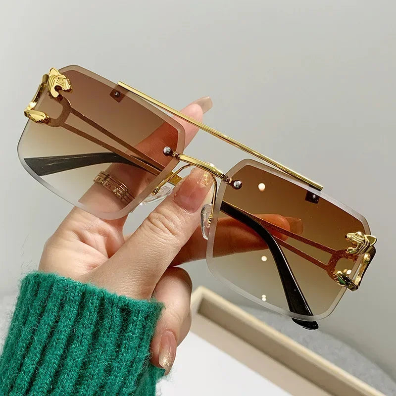 Luxury Rimless Square Sunglasses Men Women Fashion Brand Designer Vintage Sun Glasses Male Female Fashion Retro Oculos...