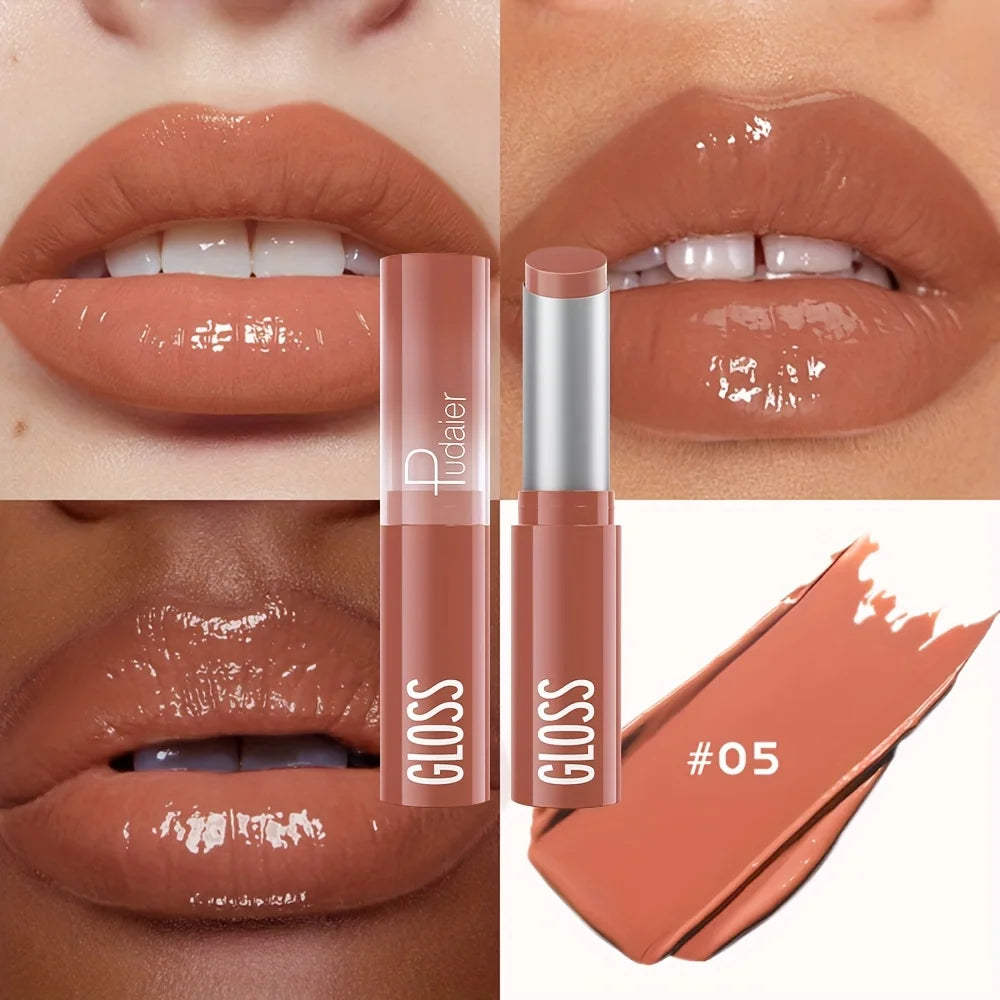 Glass Shine Lip Glaze, Mirror Finish Lipstick, Waterproof, Long Lasting, Non-Transfer, Plumping, Nude Shades