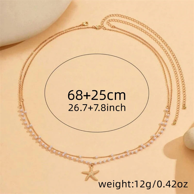 Fashionable Double Layer Imitation Pearl Chain Waist Chain for Women Minimalist Sexy Sequin Link Chain Belly Chain Beach Jewelry - Kimlud