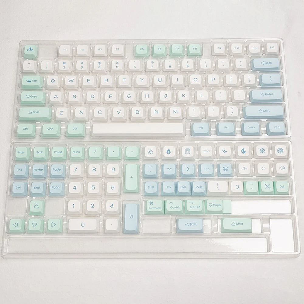 135 keys Ice Crystal Mint Keycaps Profile XDA PBT Dye-Sub Key Cap for Cherry MX Switch DIY Layout Ducky Mechanical Keyboard Cap