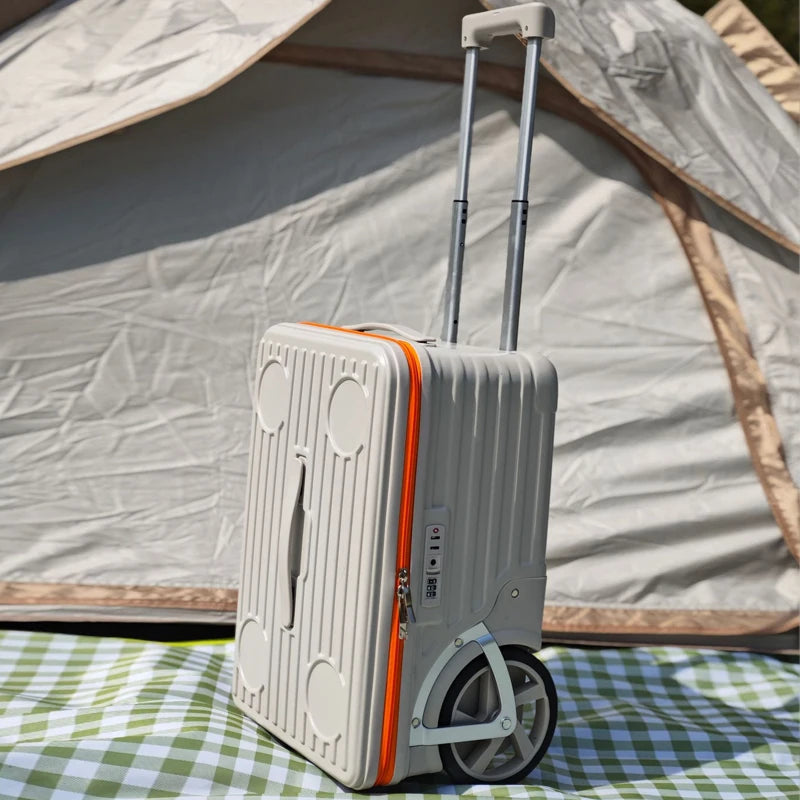 New outdoor camping large-wheel luggage with side opening, large-capacity PC travel suitcase, single-directional wheels, 24-inch - Kimlud