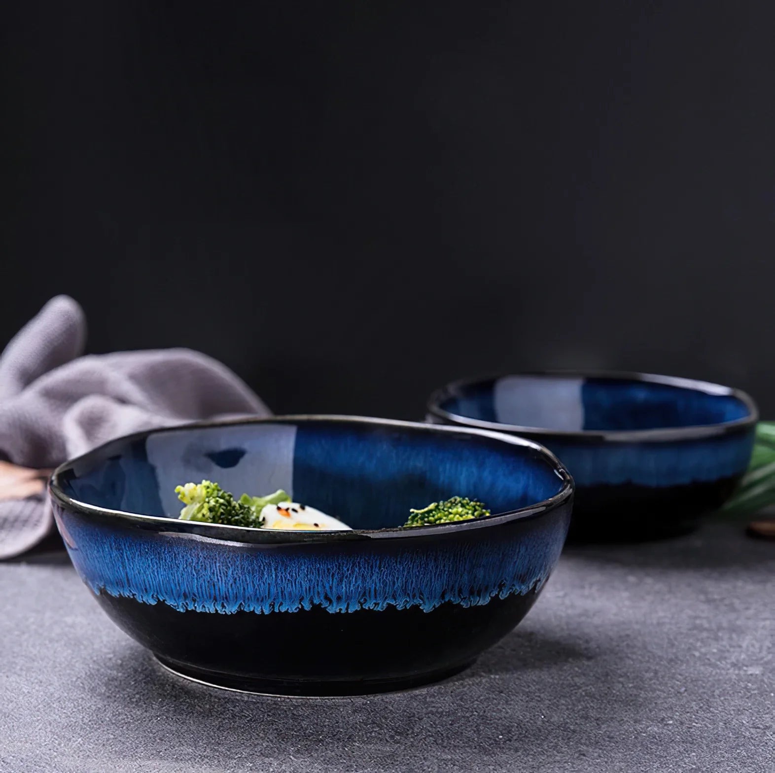 1 Pcs Bone China Bowl Tableware Blue Janpan Rice Soup Dinner Service Retro Ceramic Dinnerware Restaurant Home Kitchen...