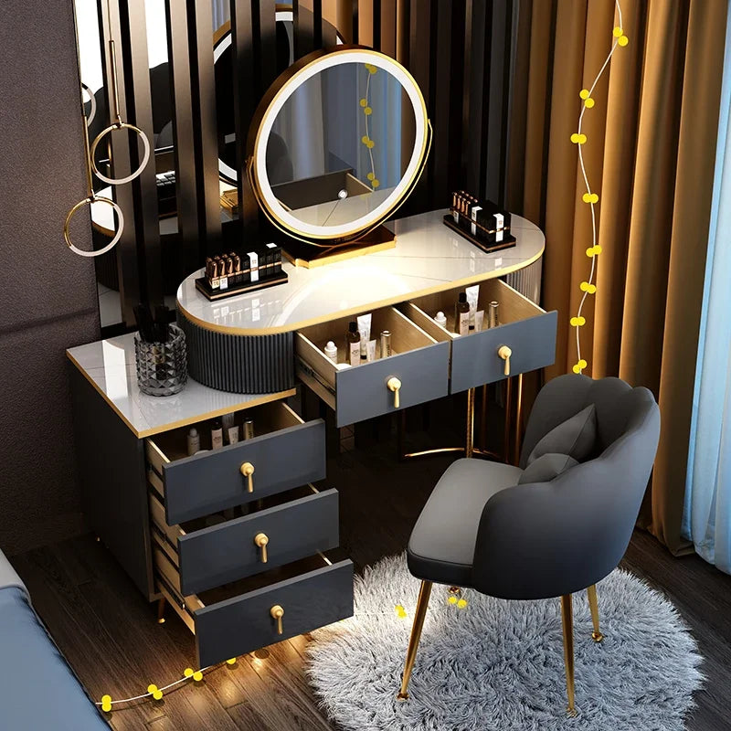 Modern Luxury Vanity Table Storage European Big Study Corner Women Organizer Dressing Table Girl Penteadeira Chinese Furniture