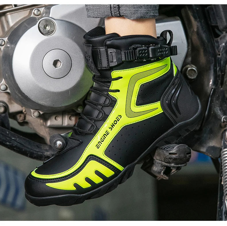 Men Mountain Riding Shoe Outdoor Buckle Casual Shoes Couple's Style Women High Top Motorcycle Shoes Fashionable Motorcycle Shoes - Kimlud