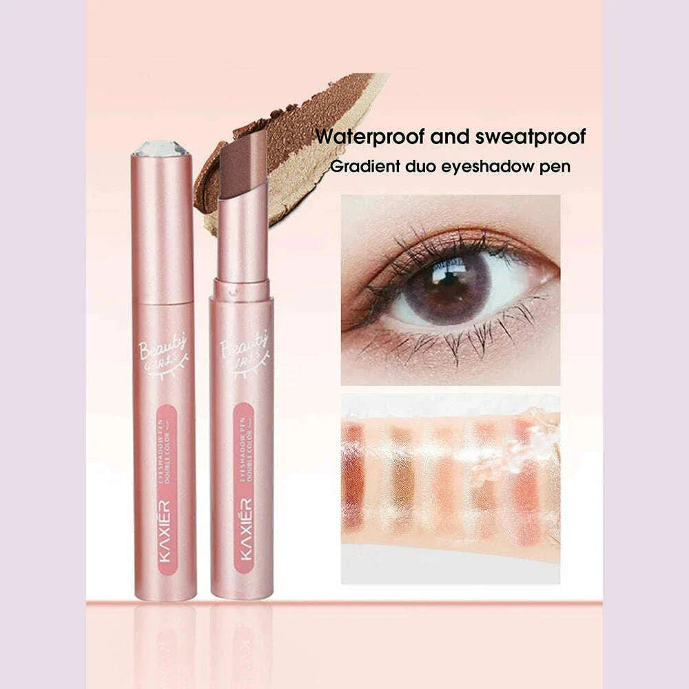 Waterproof Double Color Eye Shadow Stick - Gradient, Sweat-proof, and Smudge-proof Makeup Tool for Easy and Long-lasting