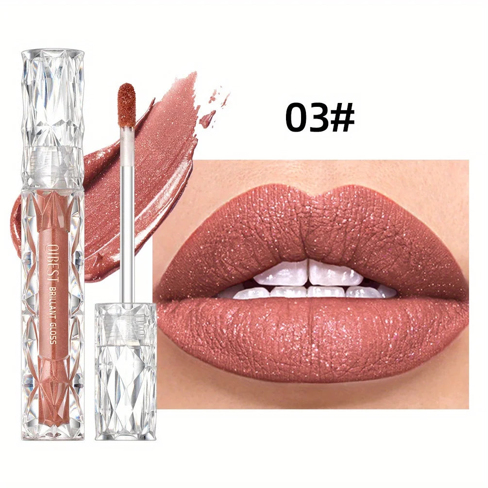 Diamond Liquid Lipstick Moisturizing Lasting Purple Sparkling Waterproof Lip Gloss Matte Glitter Lipstick Korean Makeup