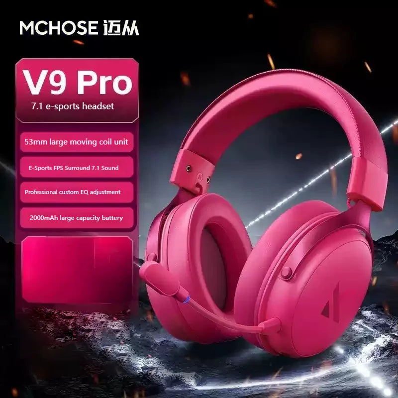 Mchose V9 Pro E-Sports Gaming Headphone Bluetooth Tri-Mode Wireless 7.1 Noise Reduction Moving Coil Low Latency Mic Headphone