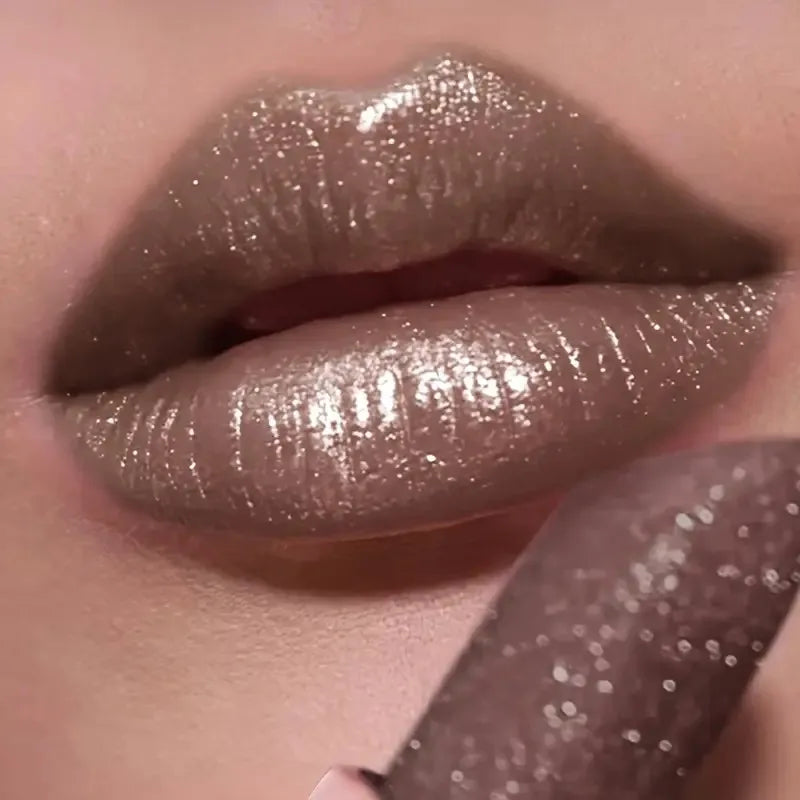 Shiny Pearl Lipstick Waterproof, Long Lasting Moisturizing Lip Color, Creates Full Plump Sexy Lips for Party Look