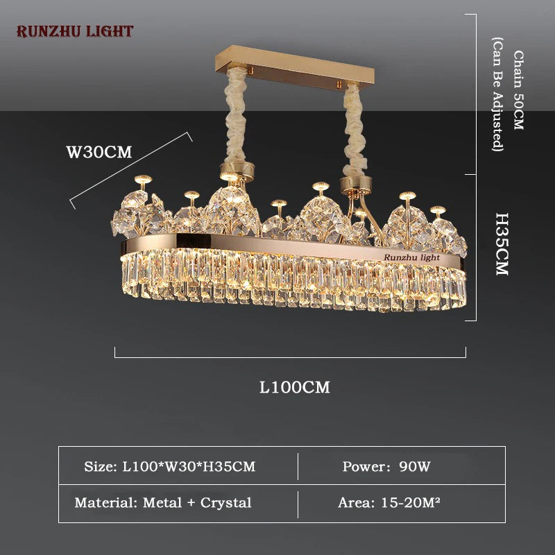 American Light Luxury Crystal Pendant Lamp Postmodern Living Room Lamp Villa Hotel Master Bedroom Lamp Dining Room Lamp