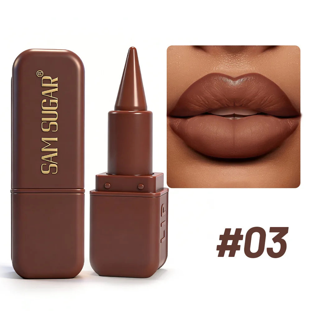 1PC Professional Lipstick Waterproof Lips Makeup Long Lasting Pigment Chocolate Brown Red Lipsticks Velvet Matte Tint...