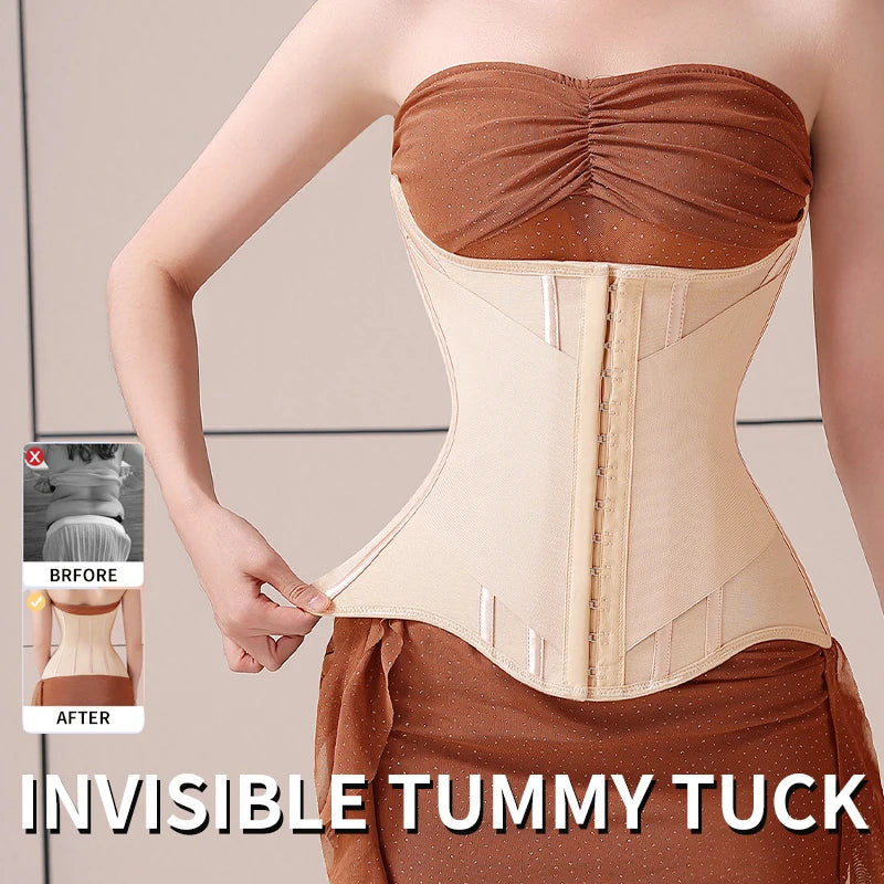 MiiOW U-shaped Waist Trainer Corset Women Buttoned Shapers Breast Lifted Waist Trainer Steel Bone Slimming Woman Body Shapewear - Kimlud