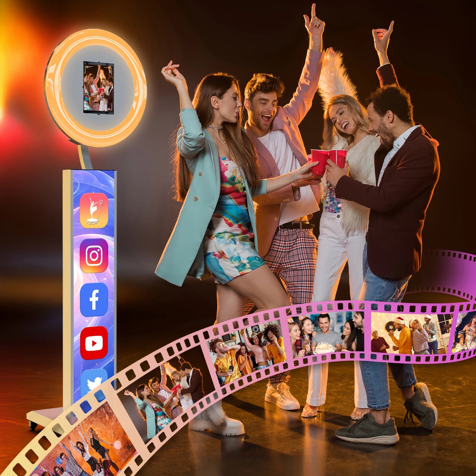 Ipad Photo Booth Machine with Flight Case, Logo Adjustment, Support Software and Remote Control, Suitable for Parties,...