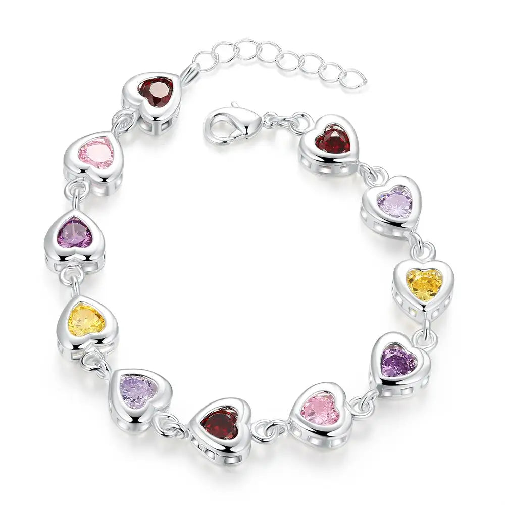 Elegant Charm Heart Bracelets Chain Beautiful Crystal Stone Drop Jewelry Silver Color Fashion For Women Wedding Lady...