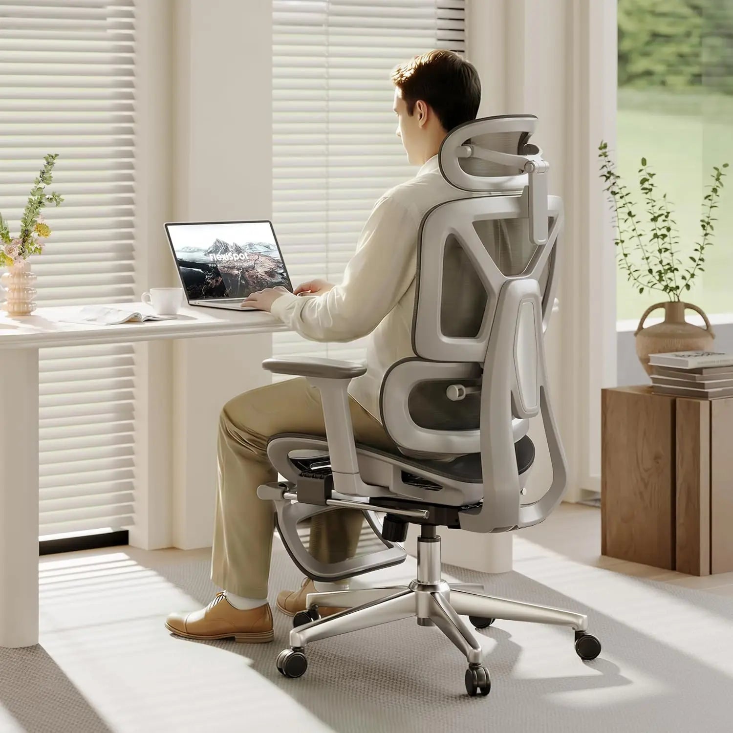 Premium Ergonomic Office Chair With Footrest- Adjustable 3D Armrests, Dynamic Lumbar Support, Recline & Tilt, Customized...