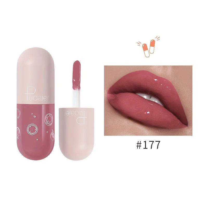 Capsule Mirror Lip Gloss, Water-Light High Shine, Non-Stick Cup, Long-Lasting, Moisturizing, Travel Size