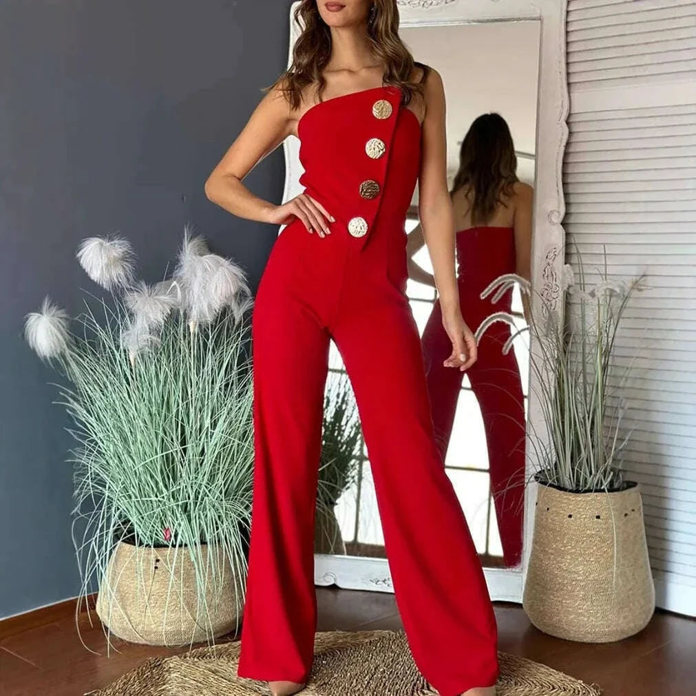 Elegant Jumpsuit for Women Dressy Sexy Off Shoulder Wide Leg Pant Suit One Piece Party Outfits Wide Leg Pant Suit houlder Wide