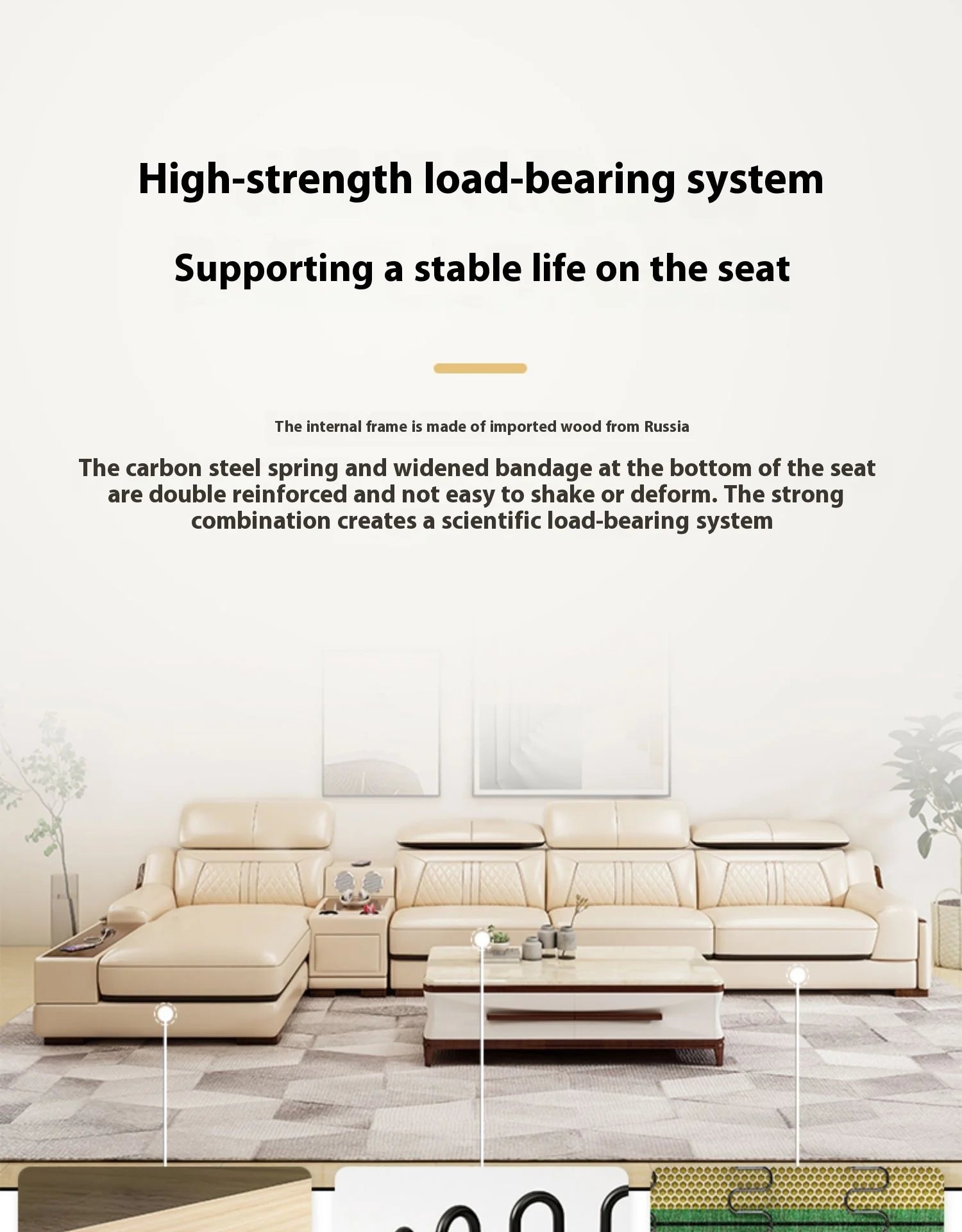 Stylish Italian Genuine Leather Sofa for Living Room with Cup Holder, USB, Adjustable Headrests & Bluetooth Speaker -...