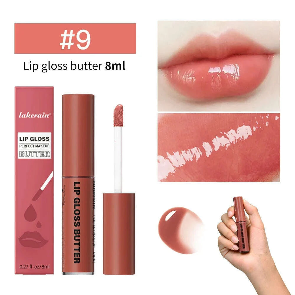 Butter Non-stick Cup Gloss Lip Gloss Moisturizing Mirror Lip Gloss Lasting Color Lip glaze Dye Lip Liquid Makeup For Women 8ml