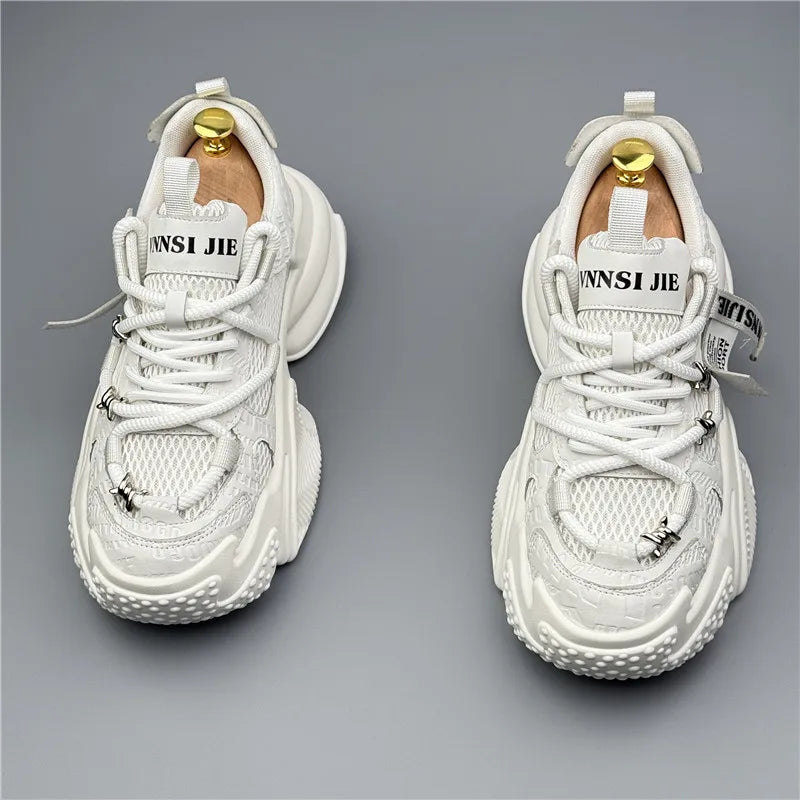 New Fashion Brand Designer Whtie Thick Bottom Casual Board Shoes for Men Flats Loafers Sports Walking Sneakers Zapatos Hombre