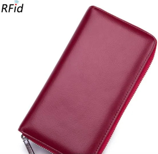 Men wallet genuine leather passport RFID long large capacity organ mobile phone multi function card holder unisex wallets