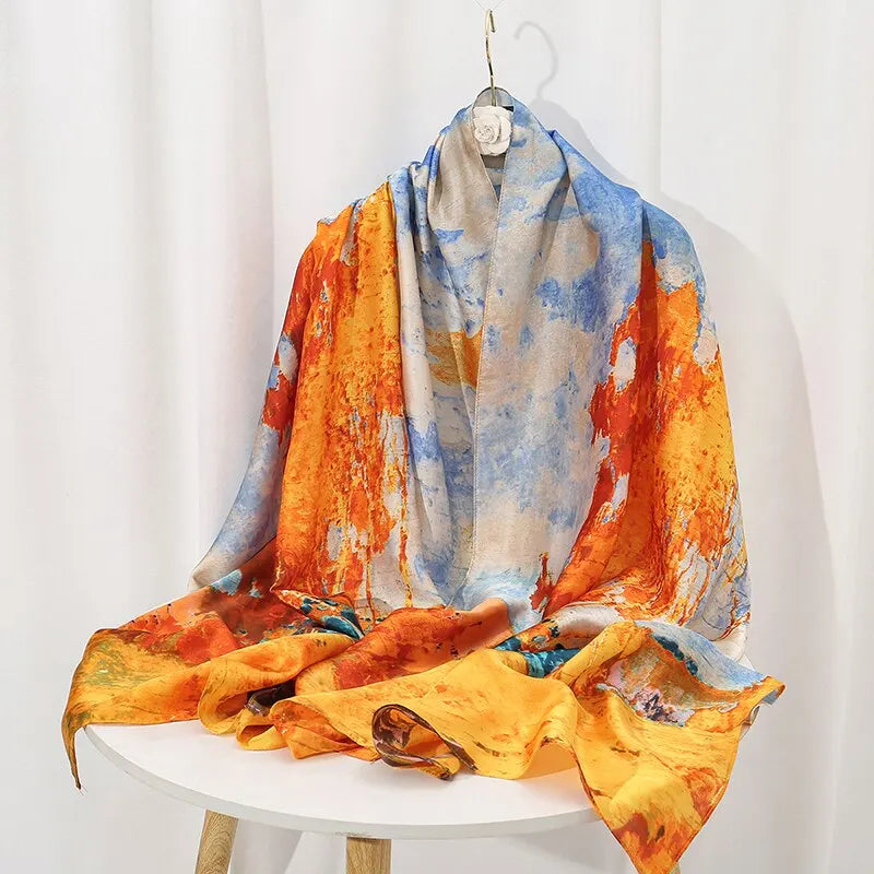 Tensili Brocade Satin Scarf Printed Silk Shawls Summer Women'S Sun Protection Cape Luxury Pashmina180*90cm | Kimlud...