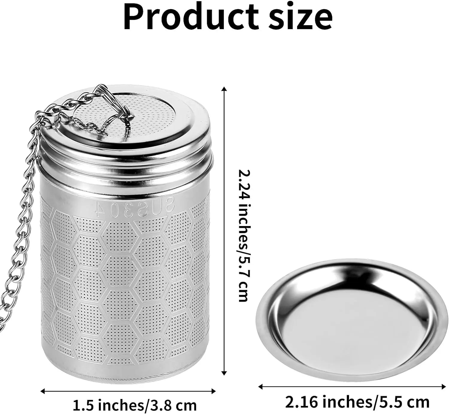 304 Stainless Steel Tea Strainers Set: Extra Fine Mesh Tea Infuser for Loose Leaf Tea - Updated Slim Threaded Lid for Black Tea