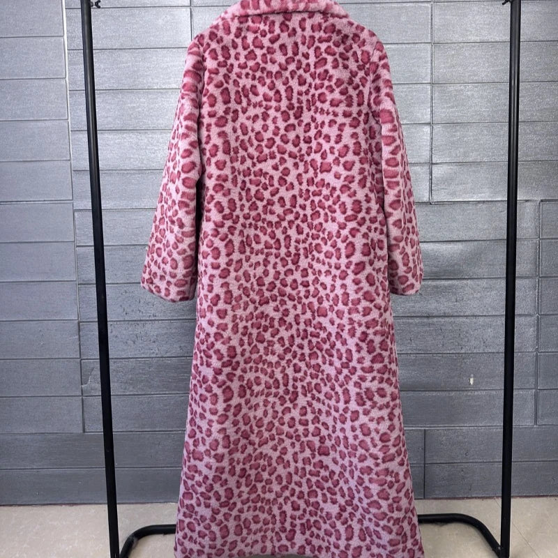2026 Fashion Zebra Leopard Print Fur Coat Women's Winter Faux Rabbit Hair Fur X-long Overcoat Loose Jacket Streetwear...