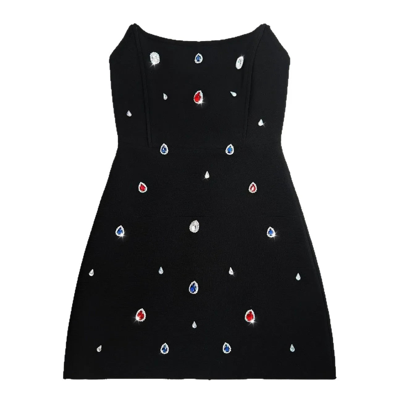 Fashionable Diamond Embedded Short Strapless Bandage Dress Slim Design Spring New Style Women's Mini Dress Polyester Fiber
